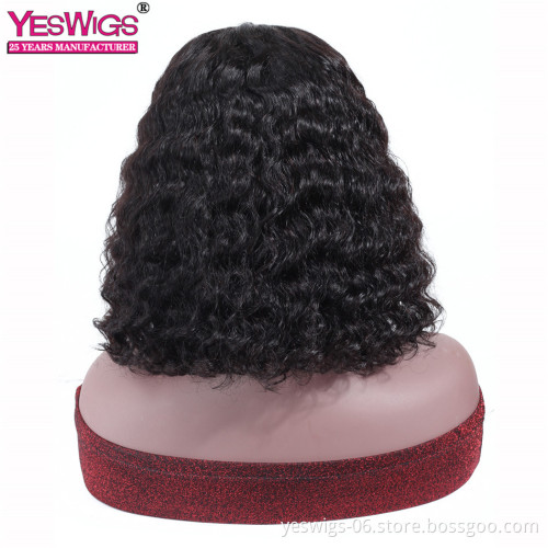 Bob Wig Vendors In China Yeswigs 100% Malaysian Hair Wig 150% 180% Density Short Bob Cut 4*4 Closure Front Lace Wig Deep Wave